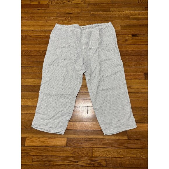 Eileen Fisher Womens 100% Linen Pants Crop Gray Striped Relaxed Coastal Plus 3X - Picture 1 of 5